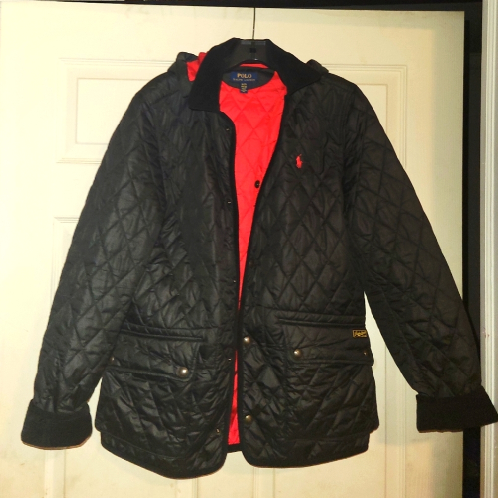 Boys Polo Ralph Lauren Hooded Barn Jacket Black Size 18/20